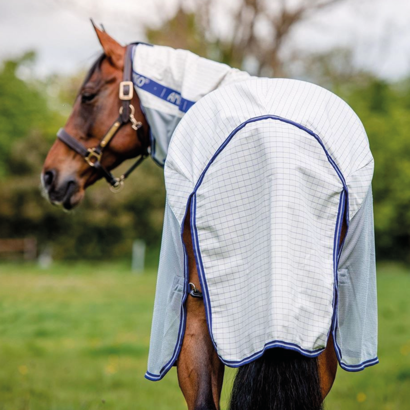 Horseware Amigo Airflow Fly Sheet - Navy Check/Atlantic Blue/Ivory-3